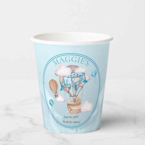 Safari Animals Balloons Blue Boy Baby Sprinkle Paper Cups