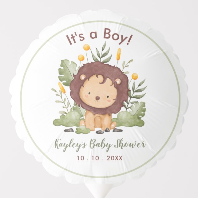 Safari Animals Balloons Boy Baby Shower (Front)