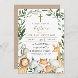 Safari Animals Baptism/Christening Invitation