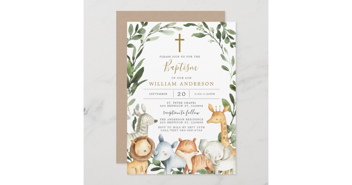 safari christening invitations