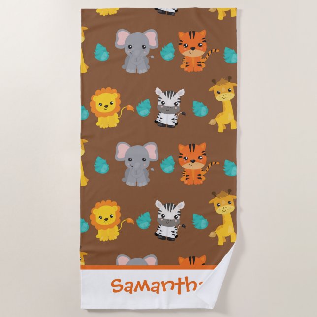 Safari Animals Beach Towel (Front)
