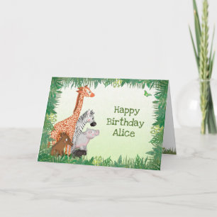 Safari animals birthday card