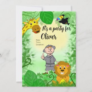 Safari Animals Birthday Invitation