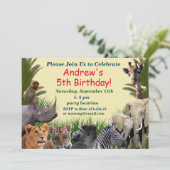 Safari animals birthday invitation (Standing Front)