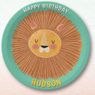 Safari animals birthday lion kid custom paper plates