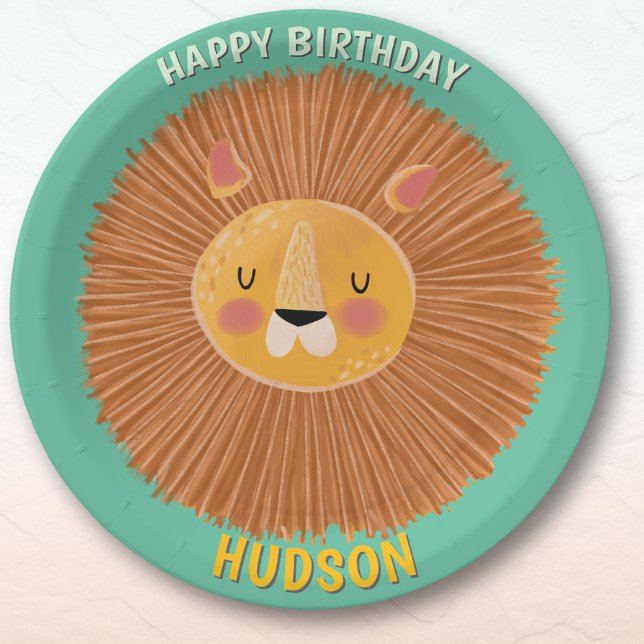 Safari animals birthday lion kid custom paper plates (Creator Uploaded)