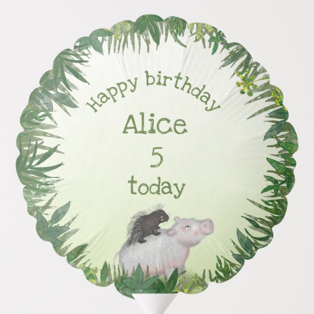 Safari animals birthday party air-filled balloon (Back)