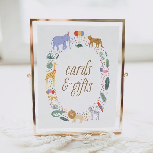 Safari Animals Birthday Party Cards and Gifts Sign