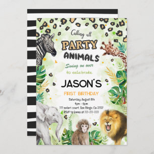 Safari Animals Birthday Party Invitation