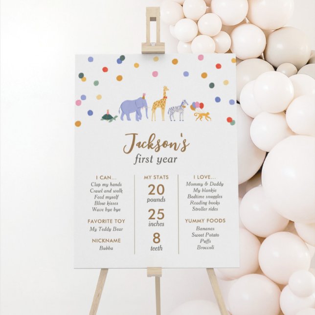 Safari Animals Birthday Party Milestone Sign (Creator Uploaded)