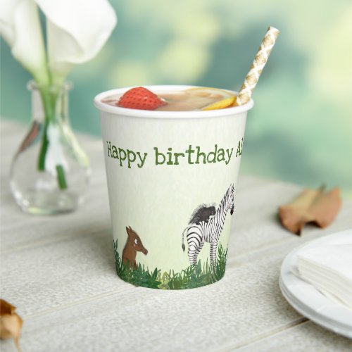 Safari animals birthday party paper cup