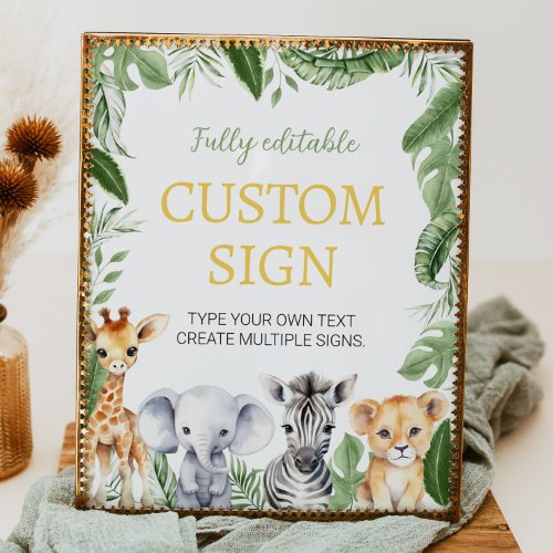 Safari Animals Birthday Party Table Sign