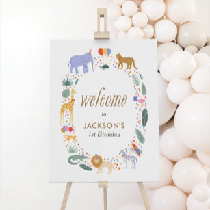 Safari Animals Birthday Party Welcome Sign