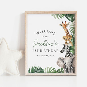 Safari Animals Birthday Party Welcome Sign