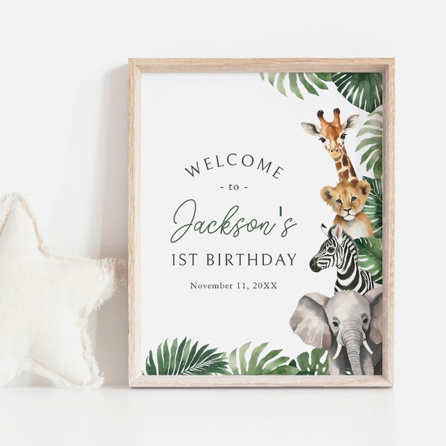 Safari Animals Birthday Party Welcome Sign (Creator Uploaded)