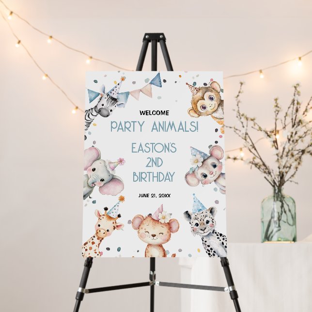 Safari animals birthday party welcome sign (In Situ (Stand))