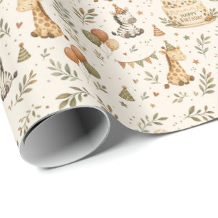 Safari Animals Birthday Party Wrapping Paper