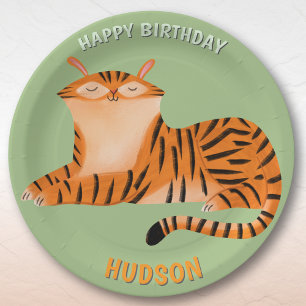 Safari animals birthday tiger kid custom paper plates