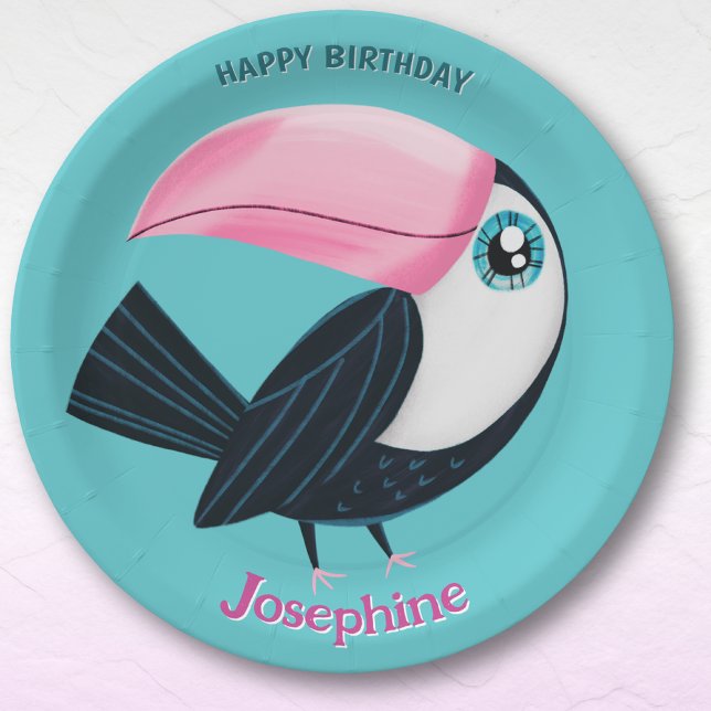 Safari animals birthday toucan girl paper plates (Creator Uploaded)