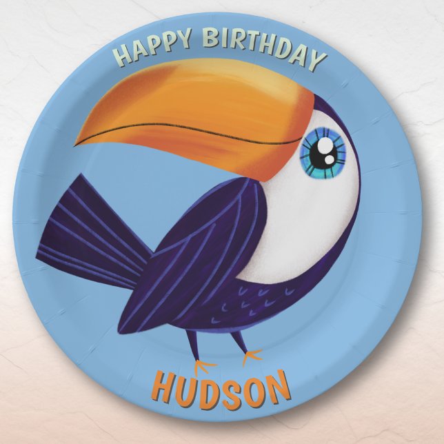 Safari animals birthday toucan kid custom paper plates (Creator Uploaded)