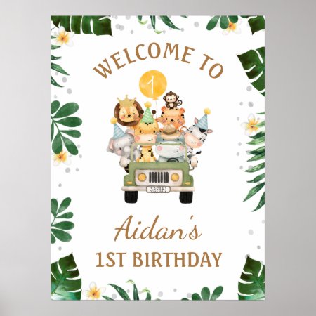 Safari Animals Birthday Welcome Sign