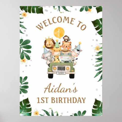 Safari Animals Birthday Welcome Sign