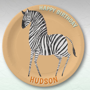 Safari animals birthday zebra kid custom paper plates