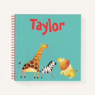 Safari Animals Blue Background