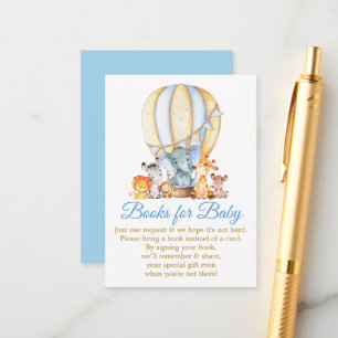 Safari Animals Blue Balloon Books For Baby Shower Enclosure Card