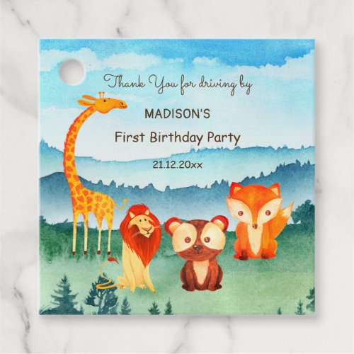 Safari Animals Blue Green Party Favor Tags