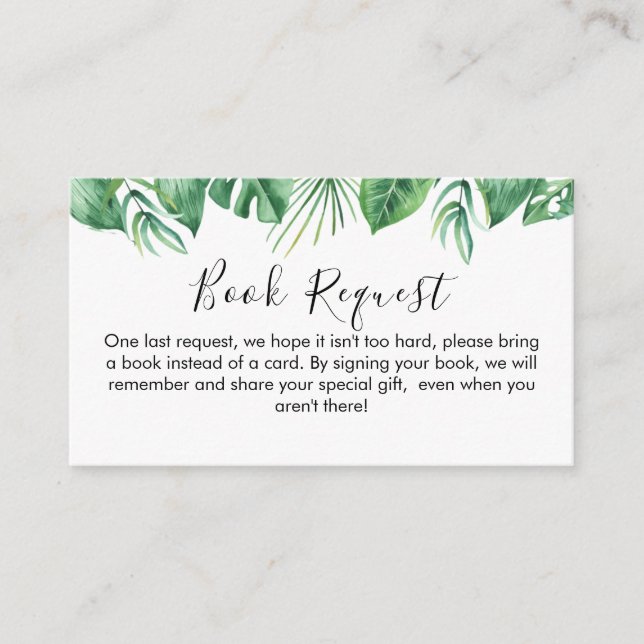 Safari Animals Book request Card Insert (Front)