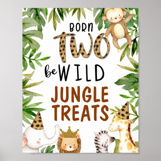 Safari Animals born to be wild birthday sign (Front)