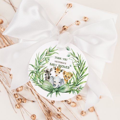 Safari Animals Bow Baby Shower Thank You Favor Tags