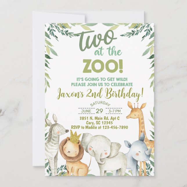 Safari animals boy 2nd birthday invitation. invita invitation (Front)