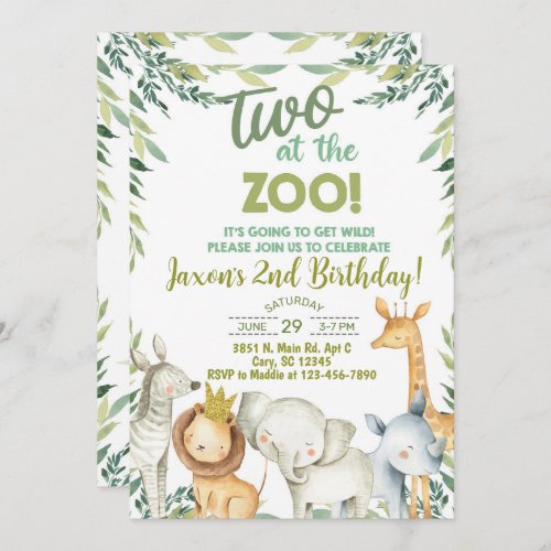 Safari animals boy 2nd birthday invitation invitation