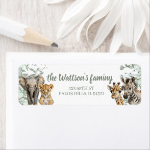 Safari animals boy baby shower address labels