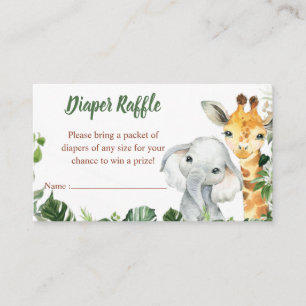 Safari Animals Boy Baby Shower Diaper Raffle Enclosure Card