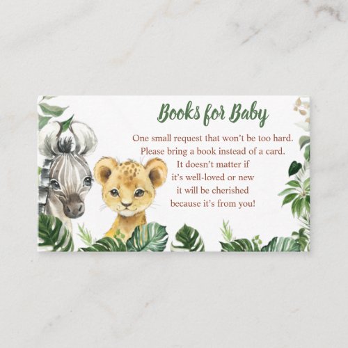 Safari Animals Boy Baby Shower Enclosure Card