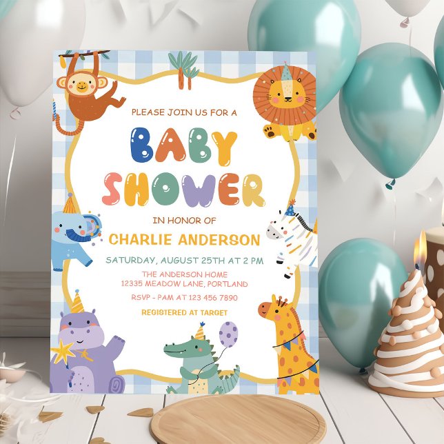 Safari Animals Boy Baby Shower  Invitation (Creator Uploaded)