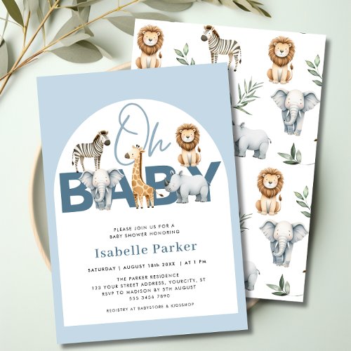 Safari Animals Boy Baby Shower  Invitation