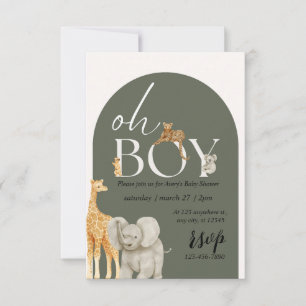 Safari Animals Boy Baby Shower Invitation Oh Boy