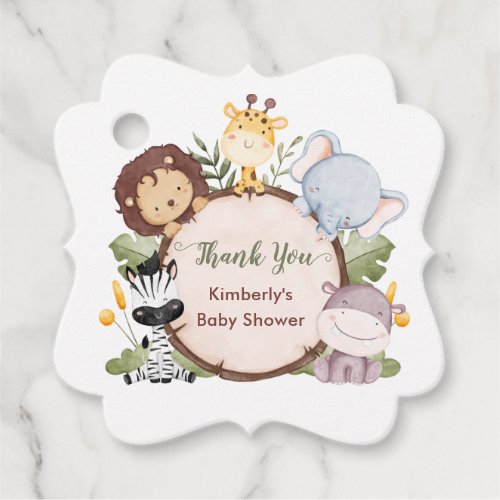 Safari Animals Boy Baby Shower Jungle Greenery Favor Tags