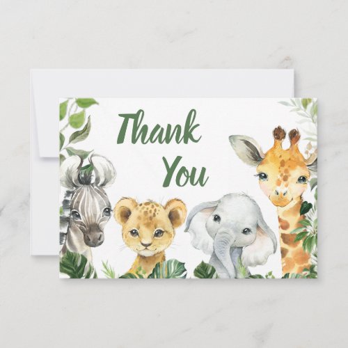 Safari Animals Boy Baby Shower Thank You Card