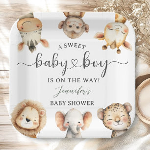 Safari Animals Boy Baby Shower Tropical Jungle Paper Plates