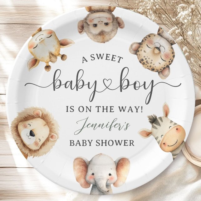 Safari Animals Boy Baby Shower Tropical Jungle Paper Plates (Creator Uploaded)