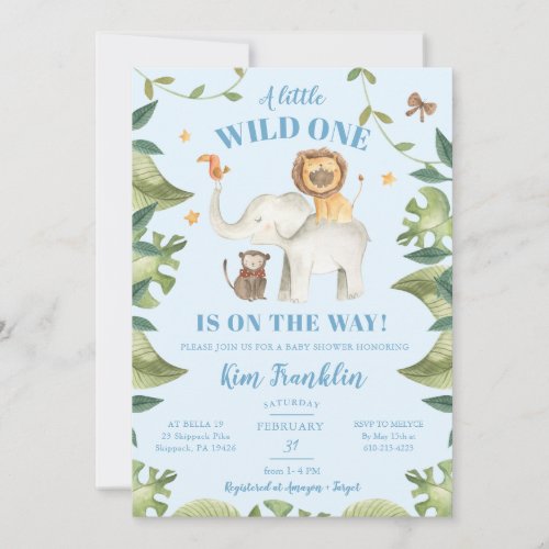 Safari Animals Boy Baby Shower Wild One Invitation