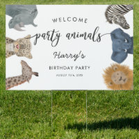 Safari Animals Boy Birthday Party Sign