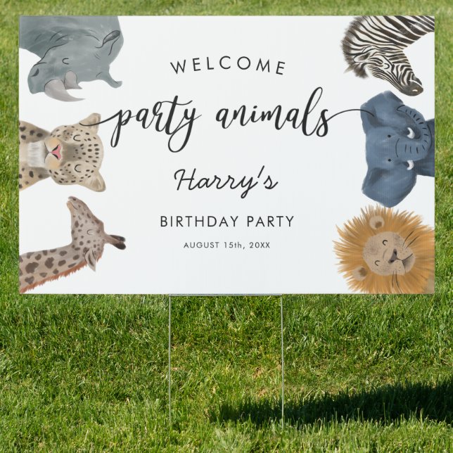 Safari Animals Boy Birthday Party Sign (Insitu)