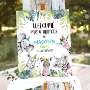 Safari Animals Boy Birthday Welcome Table Sign