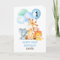 Safari Animals Boy Fist Birthday Cute 1st Birthday